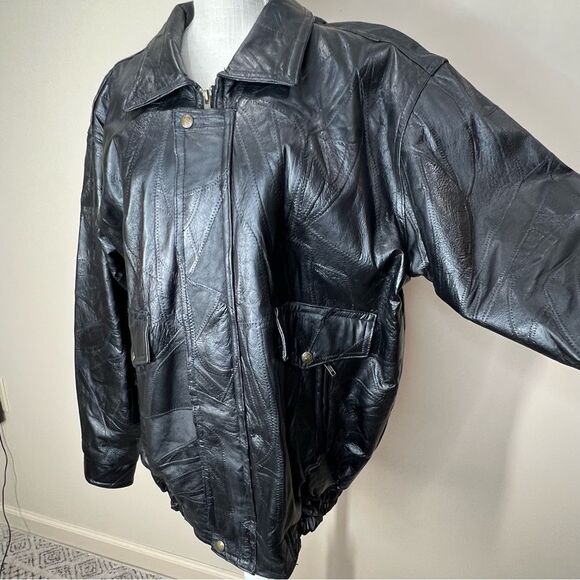 VTG 90’s Patchwork Leather Embroidered United States Air Force Eagle Jacket XL - Picture 3 of 13